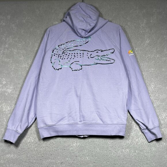 Lacoste Sweatshirt Large Purple Sport Miami Open 2023 Edition Hoodie Full Zip - Picture 9 of 15